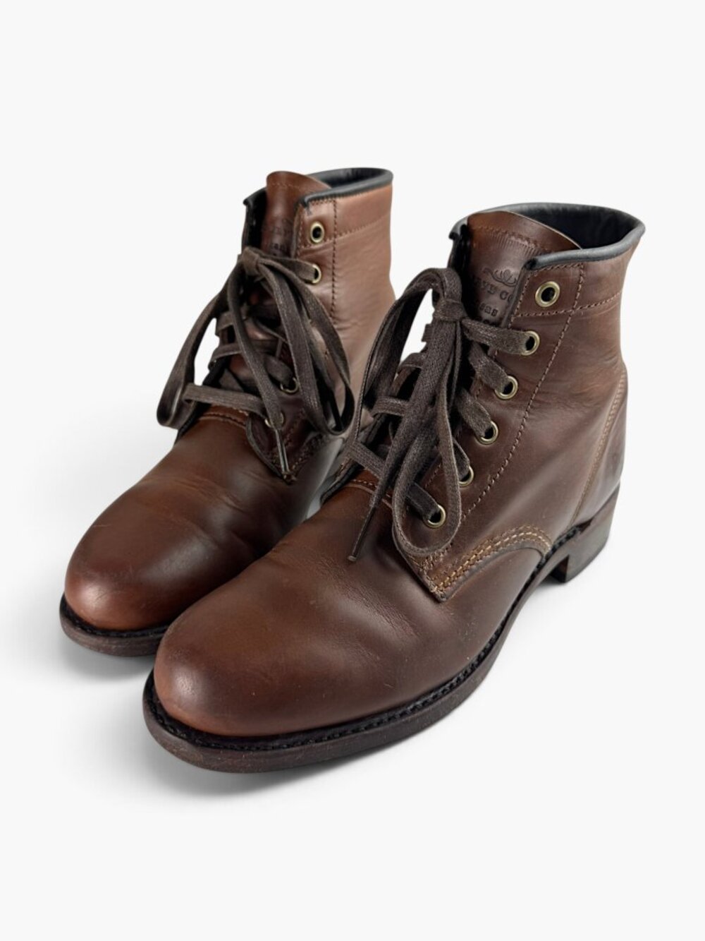 Women’s Frye Arkansas Boots Brown Leather Mid Lace-Up Vintage 8.5